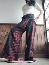 画像1: タイパンツ「口紅 Rouge」セミワイド 着物リメイク KIMONO (1)