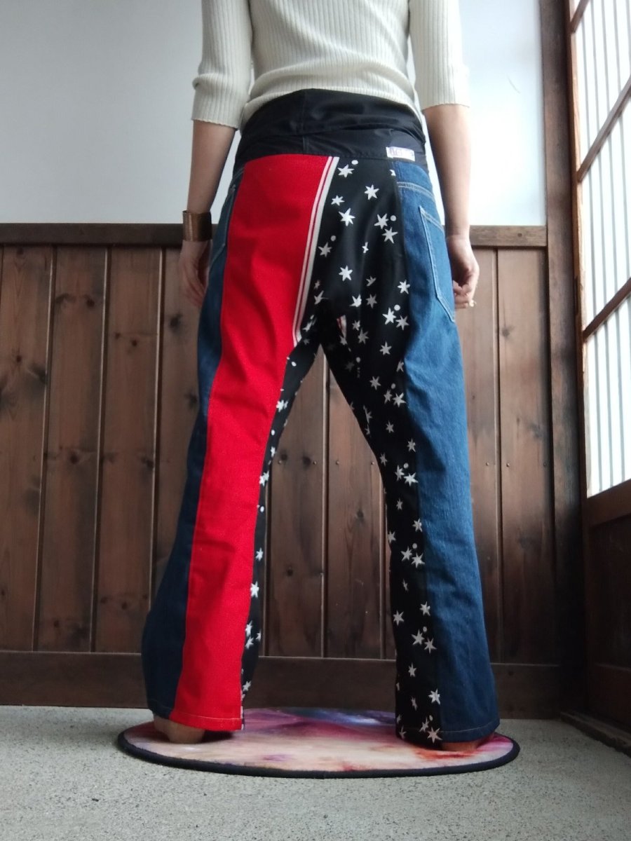 画像2: タイパンツ「星」（デニムリメイク） (2)