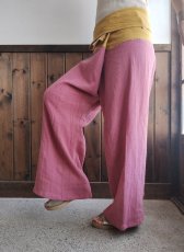 画像1: タイパンツ「桜桃 Cherrypink」綿麻タンブラーワッシャー (1)